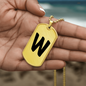 Initial W v1b - 18k Gold Finished Luxury Dog Tag Necklace