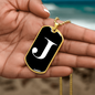 Initial J v3a - 18k Gold Finished Luxury Dog Tag Necklace