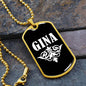 Gina v03a - 18k Gold Finished Luxury Dog Tag Necklace