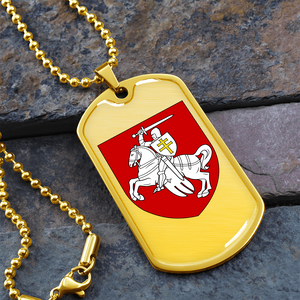 Pahonia (Belarus) - 18k Gold Finished Luxury Dog Tag Necklace