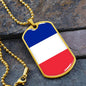 French Flag - 18k Gold Finished Luxury Dog Tag Necklace