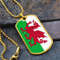 Welsh Flag - 18k Gold Finished Luxury Dog Tag Necklace