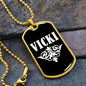 Vicki v03a - 18k Gold Finished Luxury Dog Tag Necklace