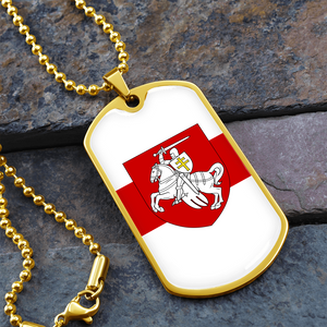 Pahonia And White-Red-White Flag (Belarus) - 18k Gold Finished Luxury Dog Tag Necklace