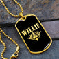 Willie v02a - 18k Gold Finished Luxury Dog Tag Necklace