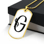 Initial G v001-34 - 18k Gold Finished Luxury Dog Tag Necklace