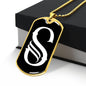 Initial S v001-33 - 18k Gold Finished Luxury Dog Tag Necklace