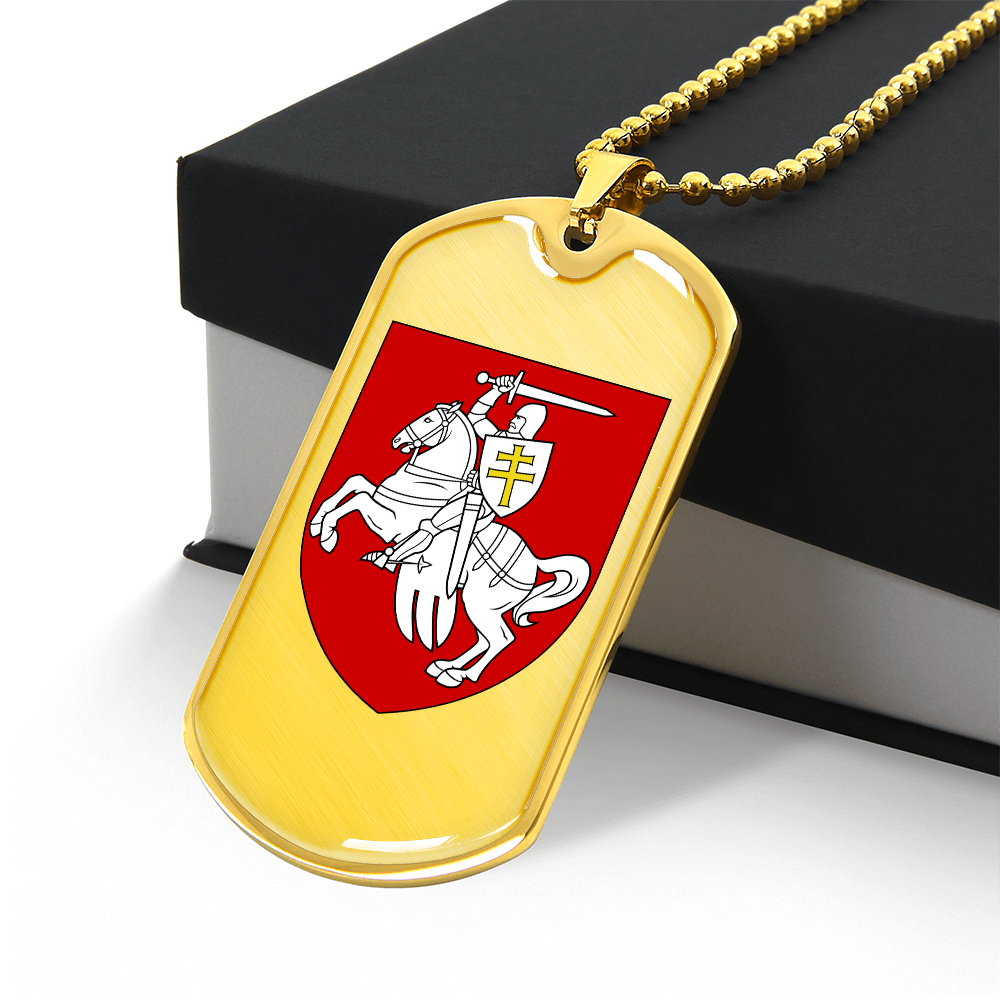 Pahonia (Belarus) - 18k Gold Finished Luxury Dog Tag Necklace