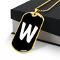 Initial W v3b - 18k Gold Finished Luxury Dog Tag Necklace