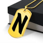 Initial N v1b - 18k Gold Finished Luxury Dog Tag Necklace