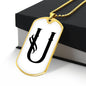 Initial U v001-34 - 18k Gold Finished Luxury Dog Tag Necklace