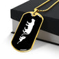 Mama Lioness With 1 Cub v3 - 18k Gold Finished Luxury Dog Tag Necklace