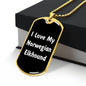 Love My Norwegian Elkhound v6 - 18k Gold Finished Luxury Dog Tag Necklace