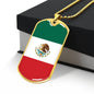 Mexican Flag - 18k Gold Finished Luxury Dog Tag Necklace