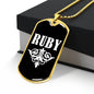 Ruby v03a - 18k Gold Finished Luxury Dog Tag Necklace