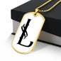 Initial L v001-34 - 18k Gold Finished Luxury Dog Tag Necklace