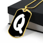 Initial Q v3b - 18k Gold Finished Luxury Dog Tag Necklace