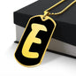 Initial E v2b - 18k Gold Finished Luxury Dog Tag Necklace