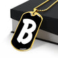 Initial B v3b - 18k Gold Finished Luxury Dog Tag Necklace