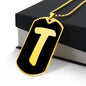 Initial T v2b - 18k Gold Finished Luxury Dog Tag Necklace
