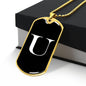 Initial U v3a - 18k Gold Finished Luxury Dog Tag Necklace