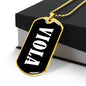 Viola v01w - 18k Gold Finished Luxury Dog Tag Necklace