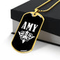 Amy v03a - 18k Gold Finished Luxury Dog Tag Necklace