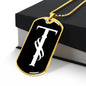 Initial T v001-33 - 18k Gold Finished Luxury Dog Tag Necklace