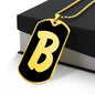 Initial B v2b - 18k Gold Finished Luxury Dog Tag Necklace