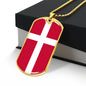 Danish Flag - 18k Gold Finished Luxury Dog Tag Necklace