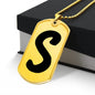 Initial S v1b - 18k Gold Finished Luxury Dog Tag Necklace