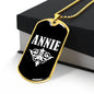 Annie v03a - 18k Gold Finished Luxury Dog Tag Necklace