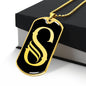 Initial S v001-32 - 18k Gold Finished Luxury Dog Tag Necklace