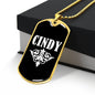 Cindy v03a - 18k Gold Finished Luxury Dog Tag Necklace