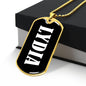 Lydia v01w - 18k Gold Finished Luxury Dog Tag Necklace