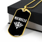 Michelle v03a - 18k Gold Finished Luxury Dog Tag Necklace