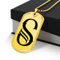 Initial S v001-31 - 18k Gold Finished Luxury Dog Tag Necklace