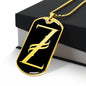 Initial Z v001-32 - 18k Gold Finished Luxury Dog Tag Necklace