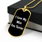 Love My Wire Fox Terrier v6 - 18k Gold Finished Luxury Dog Tag Necklace