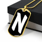 Initial N v3b - 18k Gold Finished Luxury Dog Tag Necklace