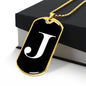 Initial J v3a - 18k Gold Finished Luxury Dog Tag Necklace