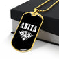 Anita v03a - 18k Gold Finished Luxury Dog Tag Necklace