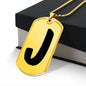 Initial J v1b - 18k Gold Finished Luxury Dog Tag Necklace