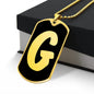 Initial G v2b - 18k Gold Finished Luxury Dog Tag Necklace