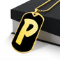 Initial P v2b - 18k Gold Finished Luxury Dog Tag Necklace