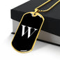 Initial W v3a - 18k Gold Finished Luxury Dog Tag Necklace