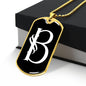 Initial B v001-33 - 18k Gold Finished Luxury Dog Tag Necklace