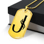 Initial J v001-31 - 18k Gold Finished Luxury Dog Tag Necklace