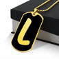 Initial L v2b - 18k Gold Finished Luxury Dog Tag Necklace