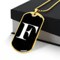 Initial F v3a - 18k Gold Finished Luxury Dog Tag Necklace